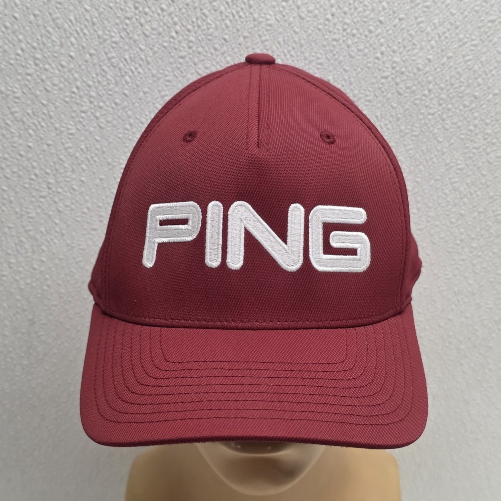 Ping Sensorcool Flexfit Golf Hat Maroon Red L/XL Fitted Embroidered Cap